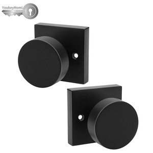 YoukeyHomiマットブラック全機能キー付き入口キーレスプライバシー通路ダミースクエアドアノブハンドルロック - Product Image 1