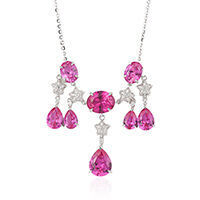 DEYIN Hochzeit Crystal Fine Jewelry 925 Sterling Silber Lab Pink Sapphire Anhänger Halskette Damen Accessoires Moissan ite Schmuck