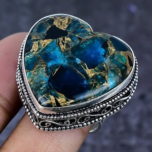 Bague en argent plaqué cuivre naturel avec apatite, faite à la main, multi-pierres, bijoux de mode pour femmes, réglable et toutes tailles - Product Image 6