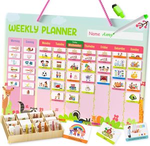 Planificateur <span class=keywords><strong>hebdomadaire</strong></span> pour enfants Tableau de comportement magnétique Calendrier Tableau de routine pour les tout-petits Calendrier visuel - Product Image 1