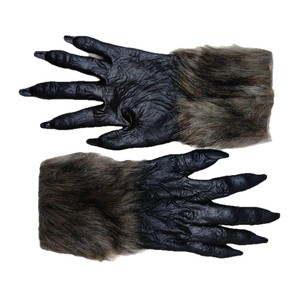 Werewolf <b>Gloves</b> With Furry Red <b>Claws</b> One Size Halloween Costume Props - Product Image 5