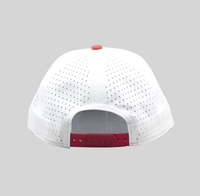 Gorra Deportiva Personalizada de 5 Paneles, Impermeable, Transpirable, con Cierre a Presión, Perforaciones Decorativas Láser, Perfil Alto, Cuerda, Bicolor