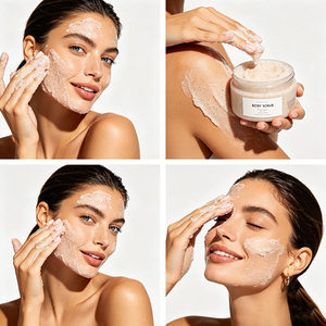 Sachet individuel de savon exfoliant au riz et au cacao fait maison, format mini 300g, pour le bain, en pot de 1 kg - Product Image 3