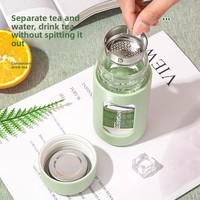Bouteille d'eau en verre couleur personnalisée avec infuseur à thé, sans BPA, en borosilicate, pour le sport, vente en gros avec étui