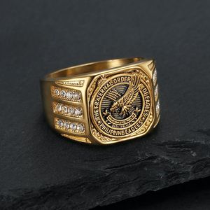 Bague pour homme Aigle des Philippines en or, argent et acier inoxydable, sertie de diamants, forme géométrique, bijou cadeau - Product Image 2