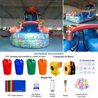 Toboggan aquatique gonflable sous-marin pour enfants, toboggan double voie en PVC avec piscine pour jardin
