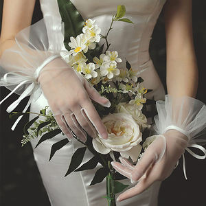 <span class=keywords><strong>Gants</strong></span> de fête de mariage femmes court poignet longueur volants 2021 court bal soirée à volants Tulle mariée dentelle <span class=keywords><strong>gants</strong></span> - Product Image 5