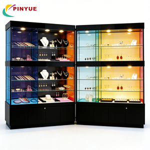 Vitrine de présentation de <span class=keywords><strong>bijoux</strong></span> en verre avec éclairage <span class=keywords><strong>LED</strong></span>, kiosque, couleur personnalisée, acrylique, collier, boucles d'oreilles, bracelet, <span class=keywords><strong>armoire</strong></span> à <span class=keywords><strong>bijoux</strong></span> pour boutique - Product Image 2