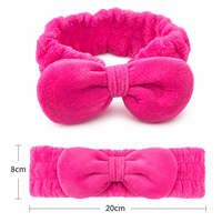 Bandeau en peluche personnalisé avec nœud rose, bandeau de maquillage doux pour femmes, accessoires capillaires pour spa, fabricant OEM ODM