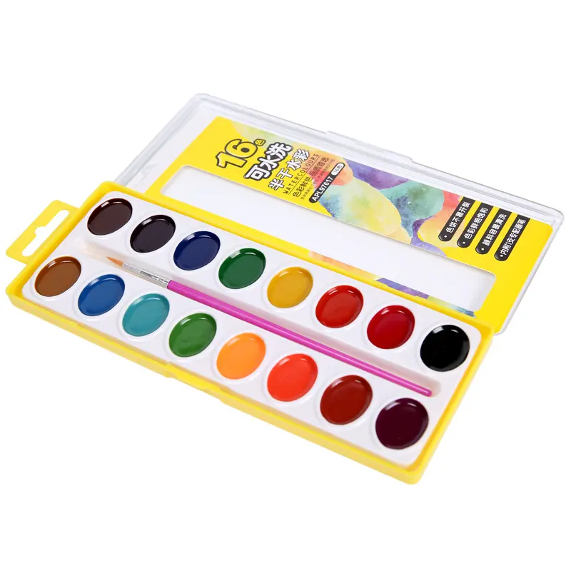 Portable Plastic Box 12pcs Watercolor Tablet Set Paints Water Colors Cake