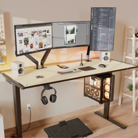 Bureau Assis-Debout Électrique à Hauteur Réglable, Bureau Informatique Moderne pour Télétravail, Meuble en Métal Ancien 122x61 cm, Capacité de Charge 100 kg