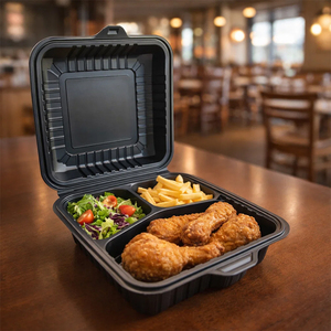 Contenedor <span class=keywords><strong>de</strong></span> Alimentos <span class=keywords><strong>de</strong></span> Almidón <span class=keywords><strong>de</strong></span> Maíz con 3 Compartimentos |   Caja Biodegradable Desechable para Comida para Llevar - Product Image 6
