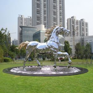 Escultura de Pegaso de Acero Inoxidable de Alta Calidad, Adornos de Caballo Abstractos Pulidos con Acabado Espejo para Exteriores, Artesanía Metálica Simple para Jardín - Product Image 4