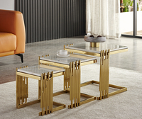 Nouveau design de table basse nordique ensemble de table à thé de salon petite table centrale d'acier inoxydable d'appartement de luxe léger