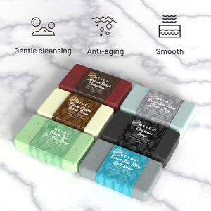 MEVOV Paquete de 6 Jabones Naturales, Jabón Negro Africano, <span class=keywords><strong>Exfoliante</strong></span> de Café, Árbol de Té, Carbón Vegetal. Caja de Regalo de Jabón de Baño Humectante - Product Image 1
