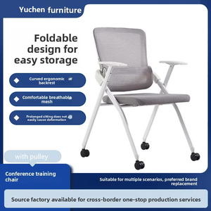 Chaise de formation, de conférence, de salle de classe, pliable pour étudiant, chaise de <span class=keywords><strong>bureau</strong></span> avec support lombaire, en maille blanche, moderne - Product Image 2
