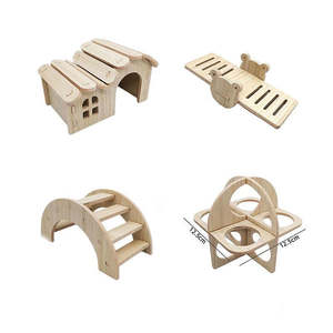 Qbellpet Vente en gros Offre Spéciale Bois Usine Personnalisé Couleur Bois Massif <span class=keywords><strong>Hamster</strong></span> Maison En Bois Maison Pour Animaux De Compagnie Coupe-Vent Cachette Cage - Product Image 2