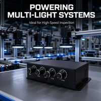 Contrôleur analogique LED manuel 4 canaux avec alimentation pour caméra industrielle, source de lumière de vision et équipement d'inspection