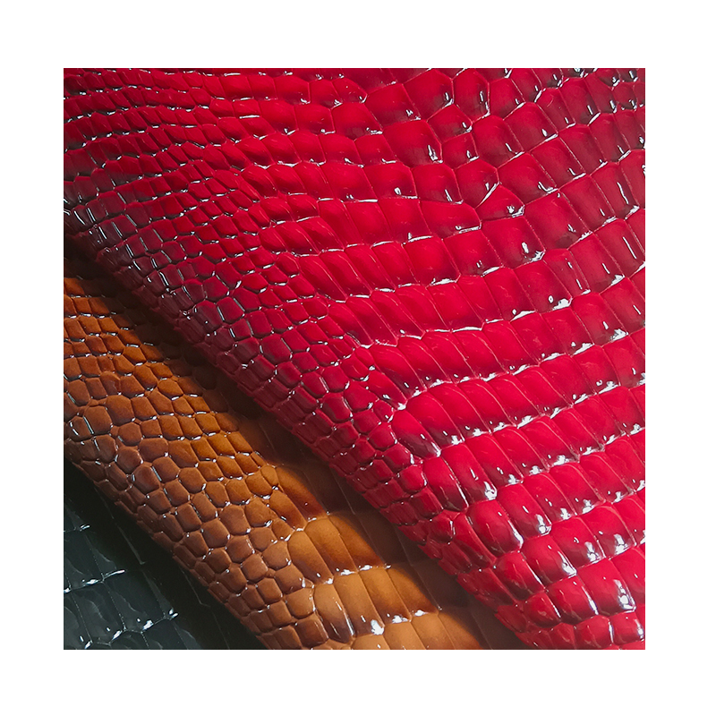 Product for Car Seat Handbag Purse Packaging Box Crocodile Pattern Synthetic Leather Glossy Gradient PVC Upholstery Material