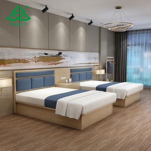 Ensembles de meubles de chambre d'hôtel commerciaux économiques en bois naturel, lit double, design moderne, pour fond TV, anti-eau et anti-insectes, pour appartement - Product Image 3