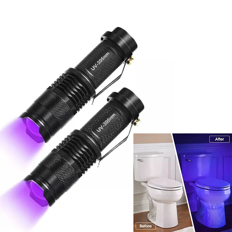 Portable Strong Light 365nm Ultraviolet UV Find Dry Stains on Carpets and Floor Using AAA Batteries Mini Small Flashlight Torch