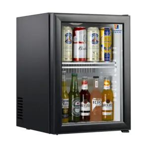 Refrigerador mini portátil de 60L para habitación de Hotel, refrigerador de bajo consumo, puerta de cristal negra, 65 compacto, pequeño, absorción de refrigerador, 2 años, 220