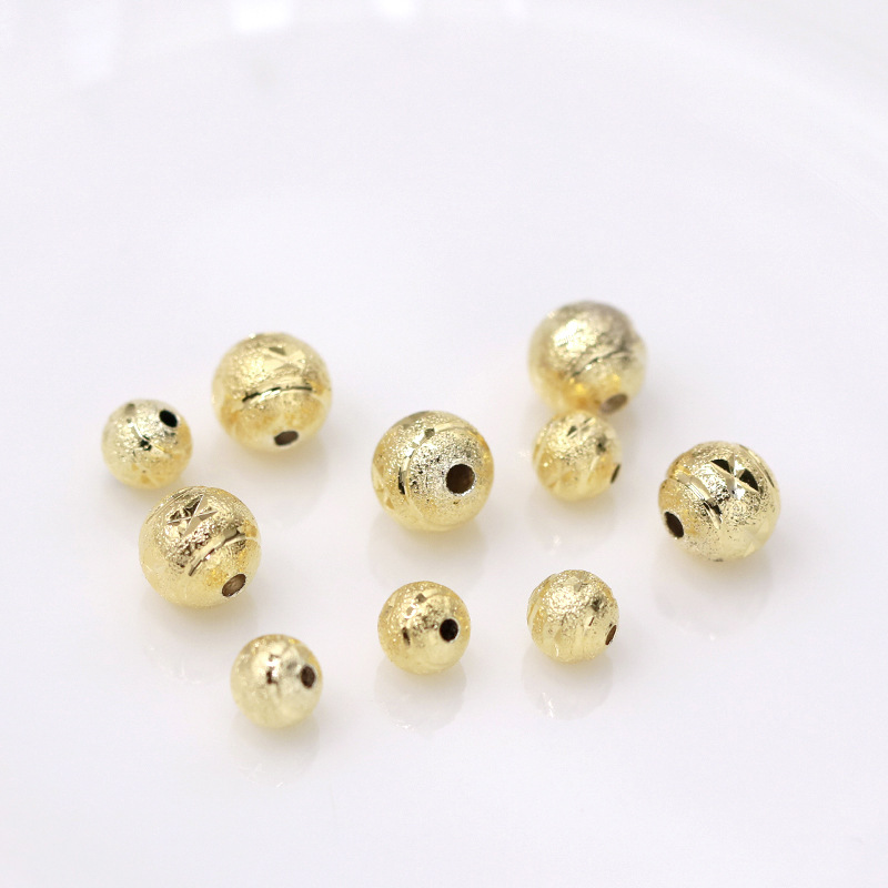 Perles d'espacement en forme de X gravées en or véritable 14 carats