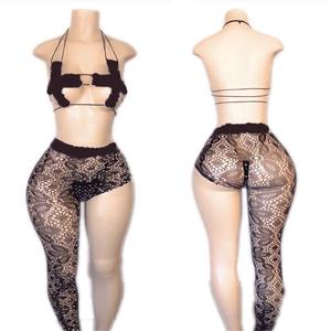 Vêtements de performance personnalisables en gros, nouveau style, vêtements de danse exotiques en résille avec strass - Product Image 6