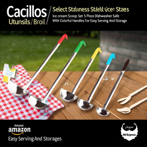 Set di 5 Cucchiai per Gelato in Acciaio Inox Cacillos Select, Lavabili in Lavastoviglie, con Manici Colorati per Facile Servizio e Conservazione - Product Image 3