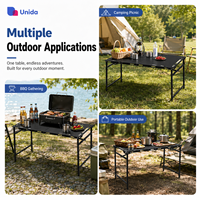 Table pliante compacte pour l'extérieur, table de pique-nique portable pour le camping avec poignée de transport et structure stable