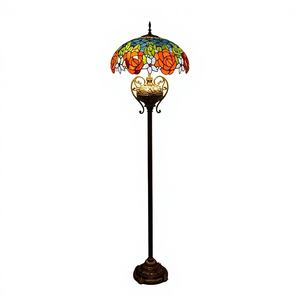 Lámpara de Pie LED Tiffany Vintage Moderna de Lujo de 20 Pulgadas, Vidrio de Colores, Base E27, 3500K Blanco Cálido, Marco de Hierro, Garantía de 5 Años, Regulable - Product Image 1