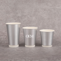 Gobelets en papier kraft écologiques à double paroi, jetables, réutilisables, compostables, personnalisables, 8-16 oz, avec feuille d'or/d'argent pour café et jus