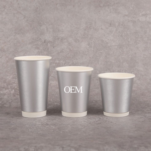 Eco-friendly Craft <b>Paper</b> Double <b>Wall</b> Disposable Reusable Compost Customizable 8-16oz Gold/Silver Foil Cups for Coffee Juice - Product Image 5