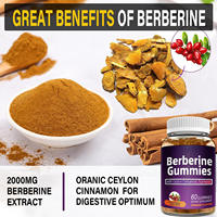 Complément de berbérine HCl végétalien en marque blanche OEM/ODM, Gummies de berbérine avec cannelle de Ceylan