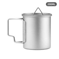 Ensemble de tasses en titane pour camping portable avec couvercle et poignée pliable 220ml-750ml pour camping en plein air randonnée randonnée