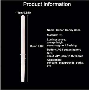 กรวยขนมสายไหม LED สีสันสดใส เรืองแสง แท่งมาร์ชเมลโลว์เรืองแสง วัสดุ PS เกรดอาหาร ใช้แล้วทิ้ง สำหรับฮาโลวีน ปีใหม่ - Product Image 3