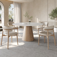 Nordischer Stil Moderner einfacher Esstisch Massivholz Rock Plate Reinweiß Creme Original Holz farbe Silent Style Tisch für Hotels