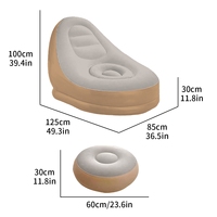 Fauteuil gonflable avec repose-pieds, surface floquée, canapé gonflable portable pour salon, balcon, usage intérieur et extérieur