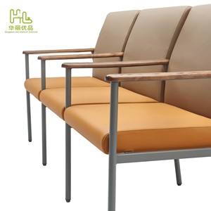 Divano a 3 Posti con Telaio in Acciaio e Braccioli Centrali per Sala d'Attesa, Ospedale, Clinica, Area di Ricezione Pubblica, Sedia per Ufficio e Arredamento per Lobby - Product Image 4