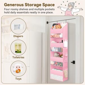 Over The Door Organizer 4 <b>Shelf</b> 6 Pockets Waterproof Polyester Storage Rack For Toys Behind Door Wall Hanging - Product Image 4