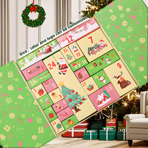 Custom Disposable Rigid Paperboard Mystery Advent Calendar <b>Christmas</b> Theme Countdown <b>Gift</b> <b>Box</b> with 24 Drawers for Candle Wallet - Product Image 2