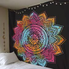 Promotional Custom Indian Bohemian Mandala Boho Hippie Polyester Digital Printed Wall Hanging Tapestry For Home Decor