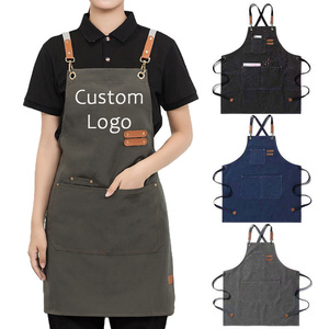 Tablier de travail promotionnel Ranguo, résistant à l'huile, avec logo personnalisé, en toile poly-coton durable, réglable, avec poches, pour restaurant - Product Image 1