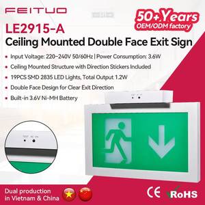 FEITUO Vietnam, Fábrica Grande, 220-240V, 3-6W, Luz LED de Señalización de Salida de Emergencia con Modo de Alimentación Continua para Proyectos OEM/ODM, Suministro a Granel - Product Image 1