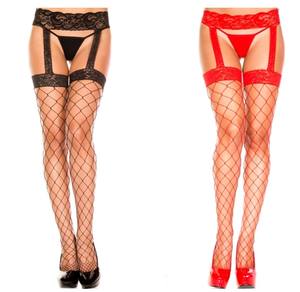 Sexy <span class=keywords><strong>rouge</strong></span> noir <span class=keywords><strong>rouge</strong></span> couleur clôture filet diamant dentelle jarretière cuisse haute <span class=keywords><strong>bas</strong></span> - Product Image 3