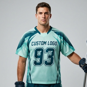 Camiseta Deportiva Unisex Roja con Cuello en V, Manga Corta, Malla Transpirable, para Lacrosse, con Logotipo Personalizado y Número de Equipo, 100% Poliéster - Product Image 5