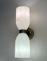 JYLIGHTING Applique murale linéaire en marbre d'albâtre espagnol et cuivre, éclairage LED de luxe, décoration intérieure, applique murale pour couloir