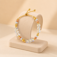 Bracelet tendance fait main en perles de cristal colorées, chaîne de perles plaquée or en laiton pour femmes, à porter au quotidien