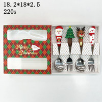 Ensemble de vaisselle de fête, ensemble de fourchettes et cuillères à manche en plastique, ensemble de vaisselle en métal, ensemble de vaisselle de Noël à thème dessin animé