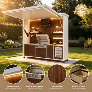 <span class=keywords><strong>Cuisine</strong></span> <span class=keywords><strong>extérieure</strong></span> moderne modulaire en acier inoxydable personnalisable avec rangement et pare-vent, barbecue portable écologique et ignifuge - Product Image 4